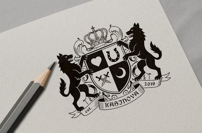 design family crest, coat of arms, heraldic, school badge and vintage logo