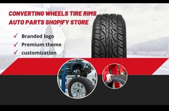 design a converting automobile, wheels, tire, rims, auto parts, shopify store