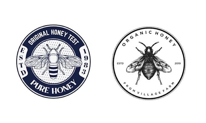 design hand drawn vintage bee logo