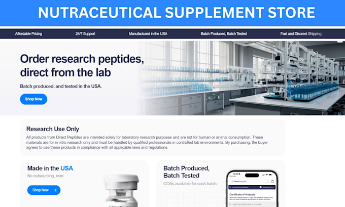 build ruo peptide website vitamin store peptide store nutraceutical website