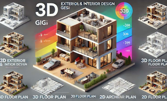 Do 3d exterior and interior design, 3d floor plan, 2d floor plan and ...