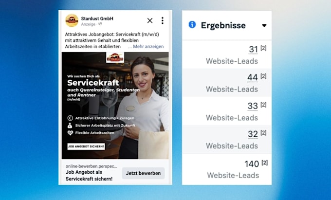 create social recruiting ads with funnel qualification deutsch stellenanzeigen