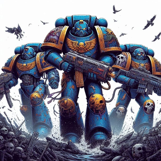 draw a favorite space marine 40k warhammer art