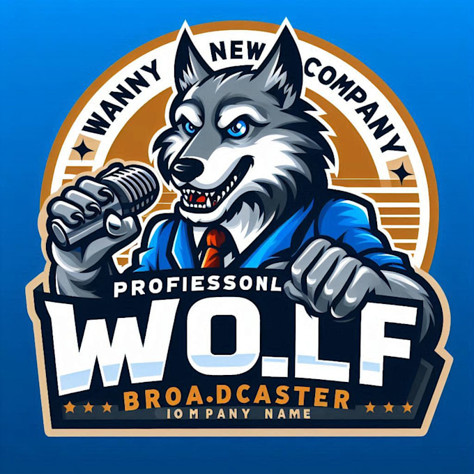 do make professional wolf broadcaster mascot design