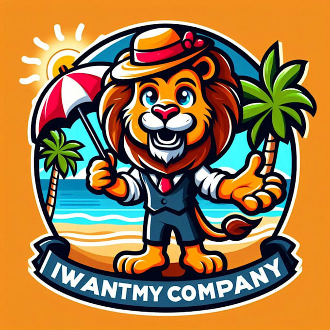 do lion summer holiday character mascot logo design