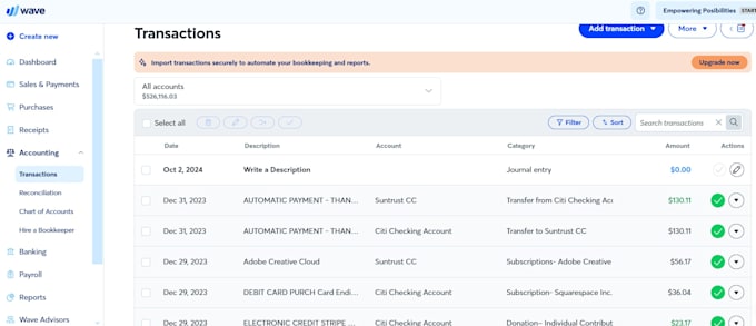 do small business bookkeeping on wave accounting software
