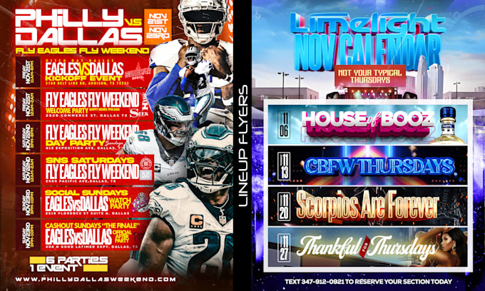 design clean lineup flyer with multiple events on one design