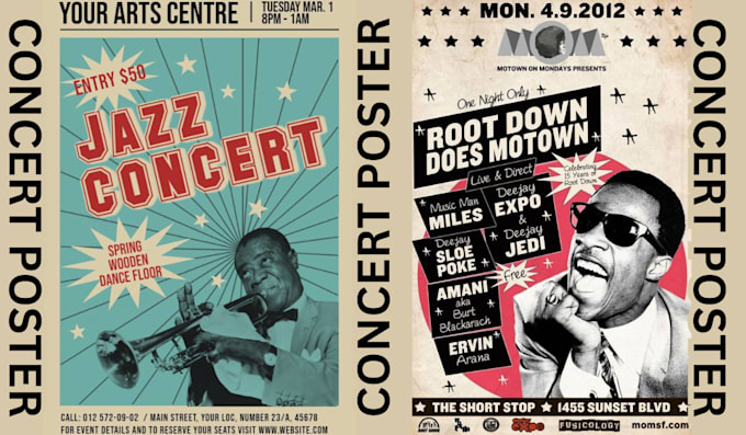 draw retro vintage posters for music movies concert event film poster flyers