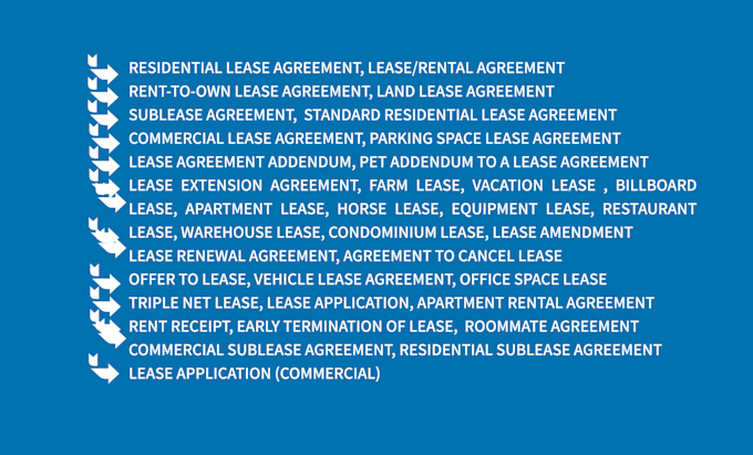 write rent lease rental, commercial, sublease, residential lease, rent agreement