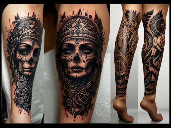 create a tattoo design for leg sleeve