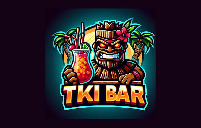 create awesome tiki bar mascot logo with express delivery