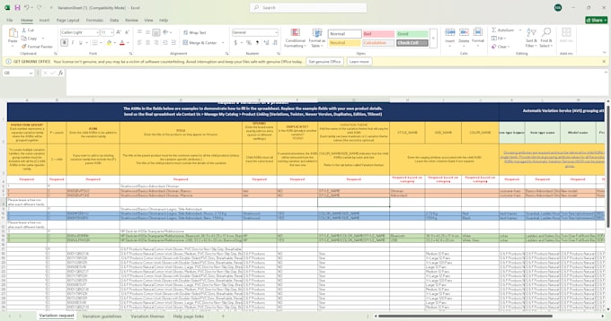fix amazon listing errors, suppressed listings and variation issues