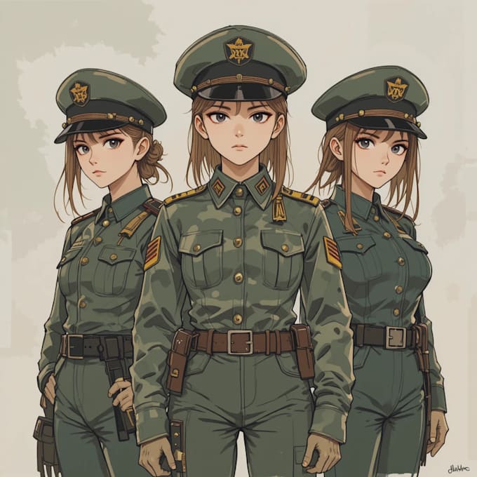 draw military character illustrations