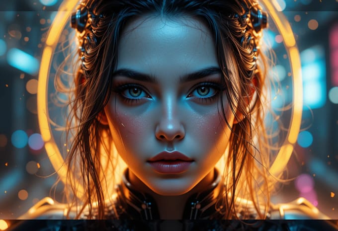 design stunning sci fi, cyberpunk, digital portrait