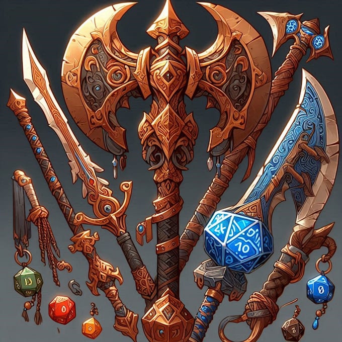 draw fantasy dnd weapon art for your game