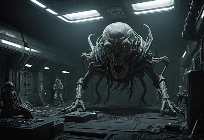 do sci fi horror and fantasy scene concept art illustrations
