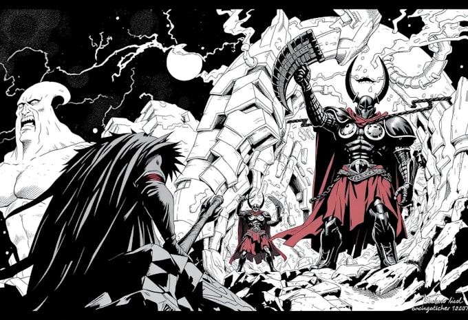 digital illustrations in manga or comic style