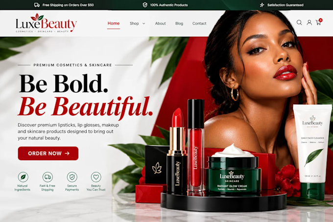 design lipstick shopify lipgloss makeup store cosmetics skincare beauty website