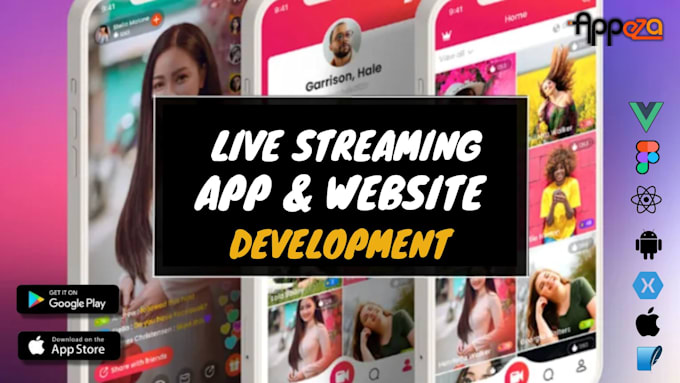 develop live streaming app, video streaming app, live streaming website