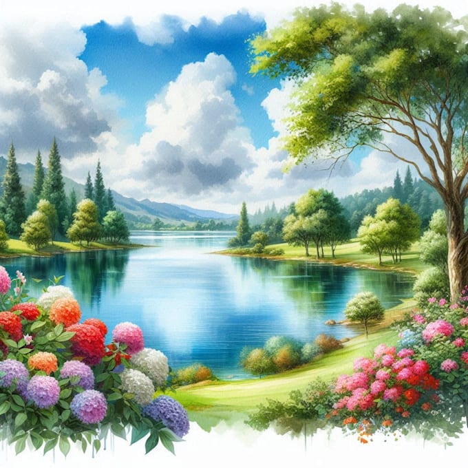 draw a watercolor landscape illustration