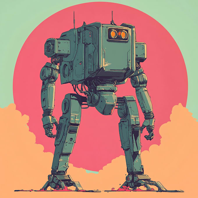 create a mecha robot art and illustration