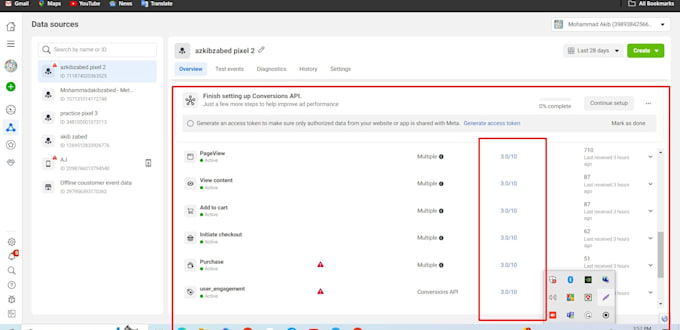 setup google analytics 4, conversion API, tag manager and facebook pixel