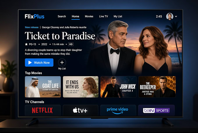 develop a develop a smart TV app for tizen, android TV, roku and fire TV