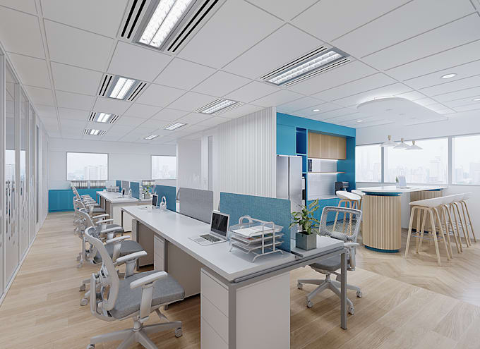 design 3d office interior with render realistic cheap price