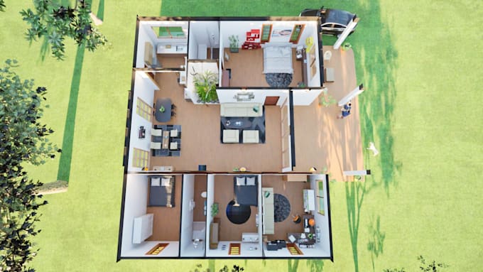 transform 2d to 3d floor plans