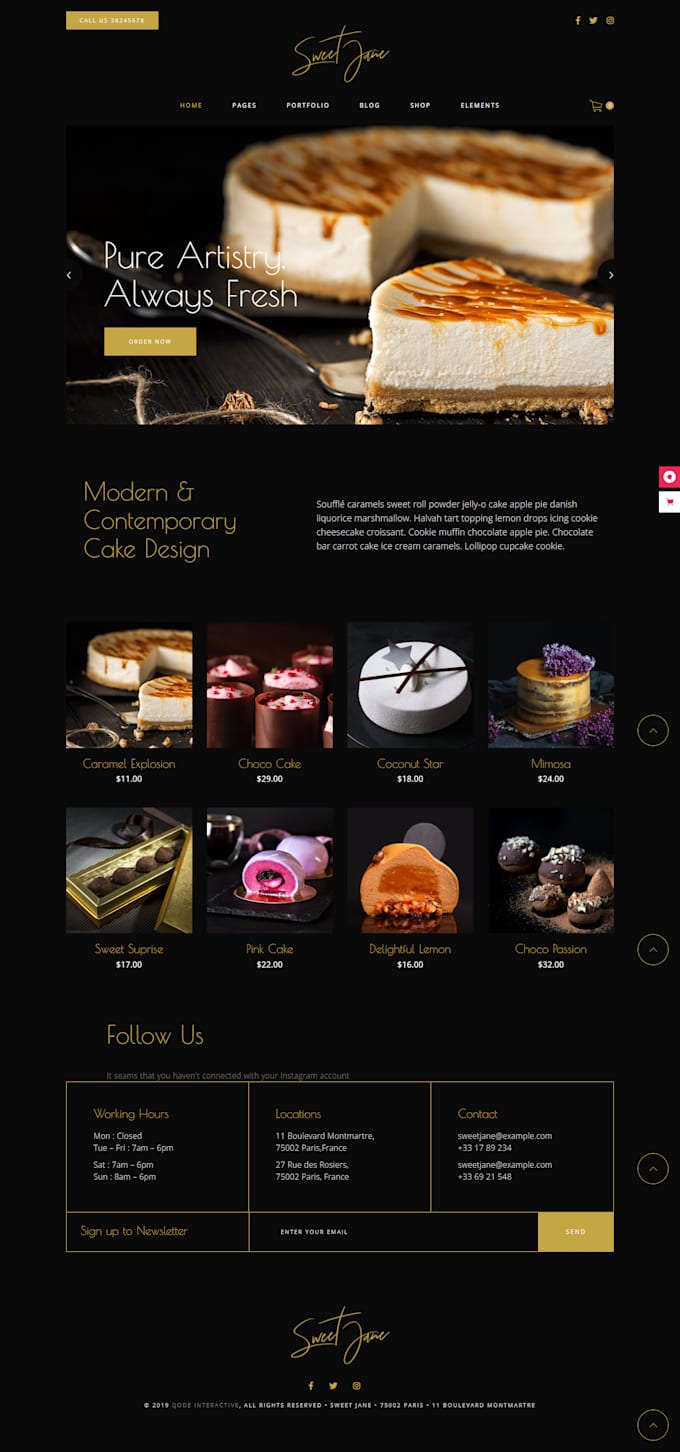 design profitable  cake shopify ice cream store pizza website burger store