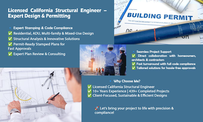 deliver california certified structural engineering plans and permits