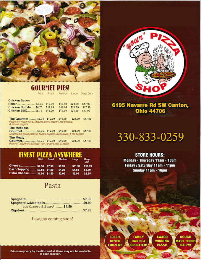 create a print ready brochure or menu