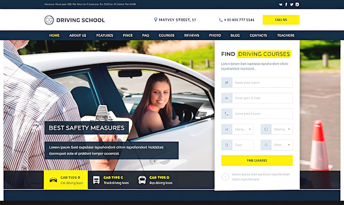driving school website wordpress website elearning website business website