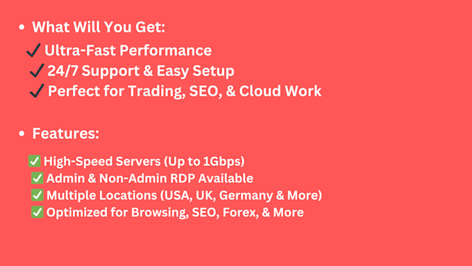 create lightning fast rdp with 30 days warranty and full admin access