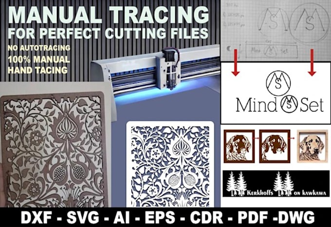 manually trace any image to dxf, svg, ai for laser cutting and cnc router