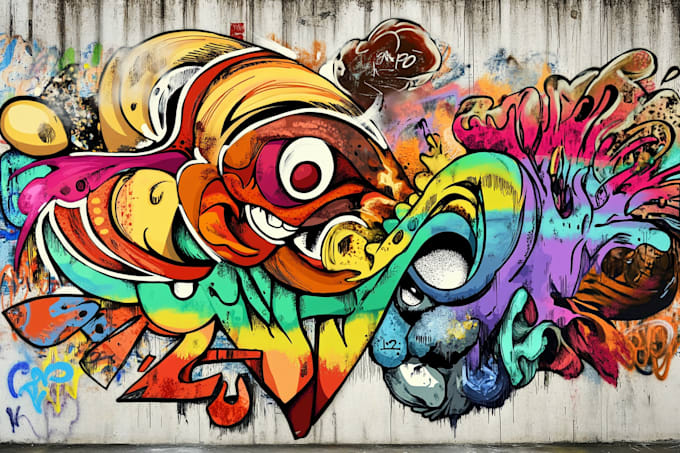 illustrate amazing custom graffiti, wall arts or murals