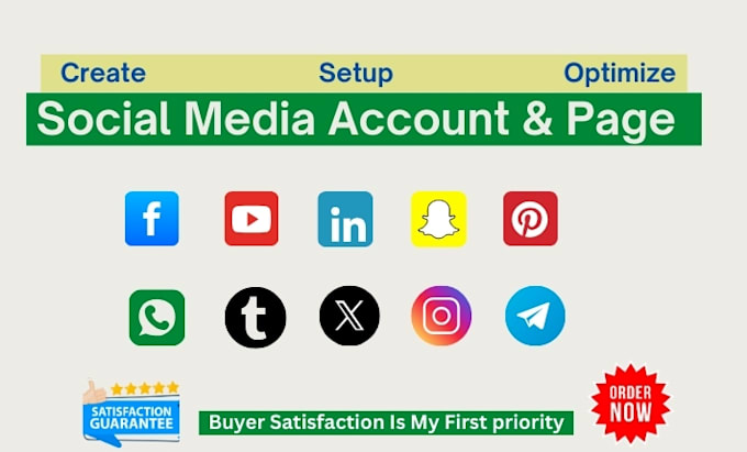 setup and optimize all social media account, setup youtube professionally