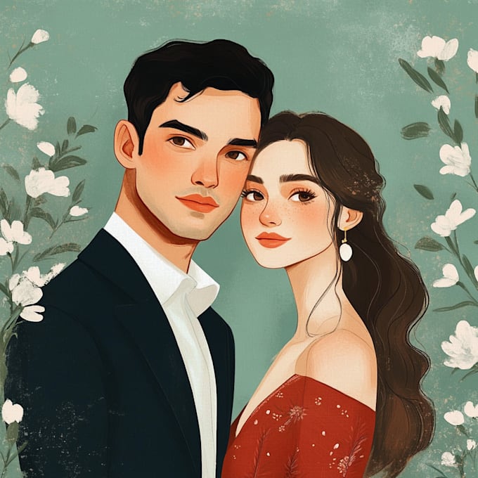illustrate a vintage couple portrait