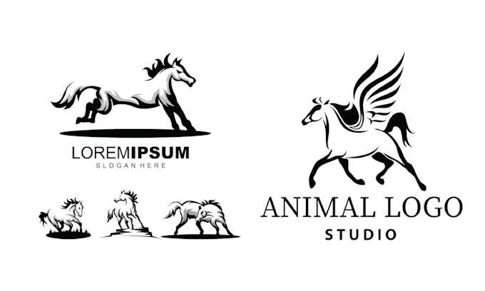 create hand drawn animal horse logo