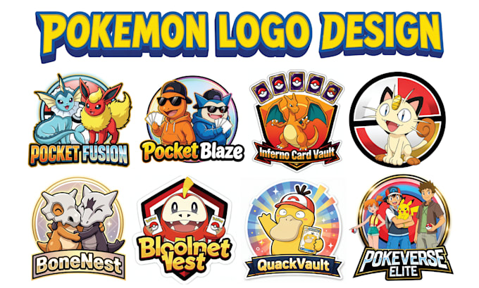 create pokemon logo, trading card art, banner, and fakemon branding