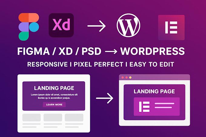 convert figma to wordpress, psd to wordpress using elementor