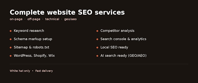 do on page, off page and technical SEO for your website