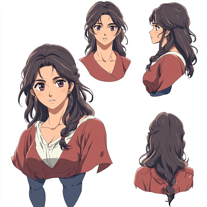 create original anime character sheet or reference for