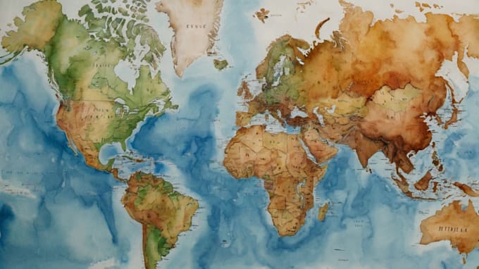 watercolor map illustration just for you