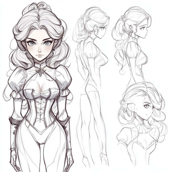 create original anime character sheet or reference for