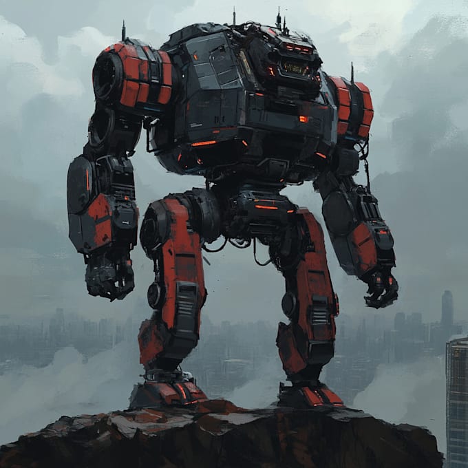 create a mecha robot fanart or original in digital artwork