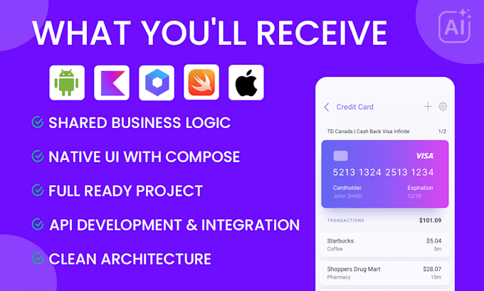 do mobile app development for android app and ios app with kotlin multiplatform