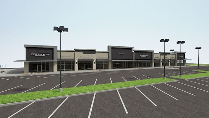Renovate exterior retail store building, plaza, supermarket,showroom ...