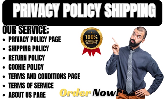 write termsof service refund policy gdpr privacy policy shipping policy and faqs