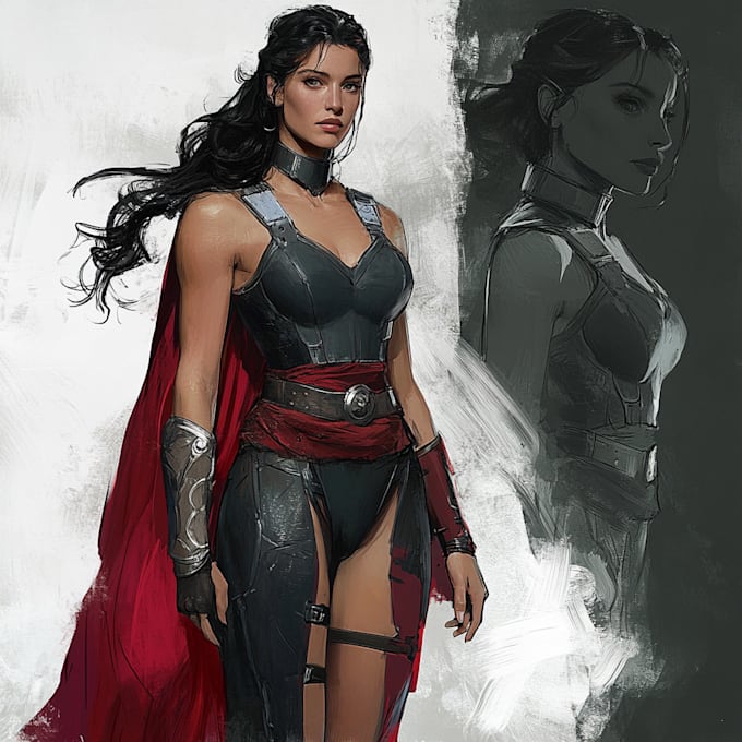 drawing custom superhero character in action